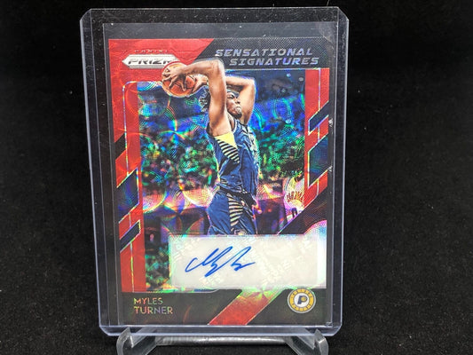 MYLES TURNER 2018-19 PANINI PRIZM SENSATIONAL SIGNATURES RED CHOICE PRIZM AUTO