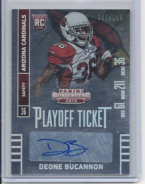 DEONE BUCANNON 2014 CONTENDERS PLAYOFF TICKET CARDINALS AUTO RC #D 115/199