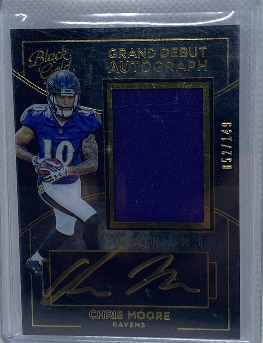 CHRIS MOORE 2016 PANINI BLACK GOLD GRAND DEBUT JERSEY ON CARD AUTO RC #D 25/149