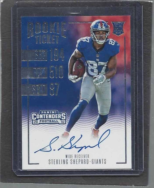 STERLING SHEPARD 2016 PANINI CONTENDERS ROOKIE TICKET GIANT ON CARD AUTO RC #329