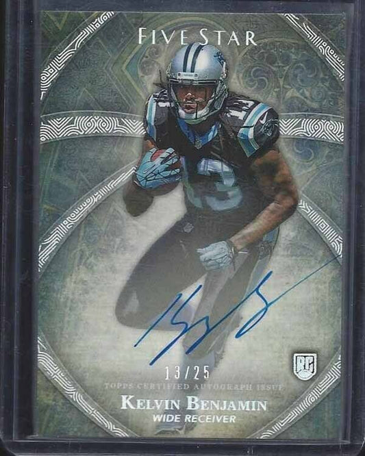 1/1 KELVIN BENJAMIN 2014 TOPPS FIVE STAR RAINBOW AUTO RC #D 13/25 HIS JERSEY #13