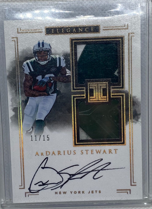 ARDARIUS STEWART 2017 PANINI IMPECCABLE ELEGANCE DUAL PATCH ON CARD AUTO RC /15