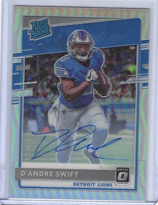 D'ANDRE SWIFT 2020 DONRUSS OPTIC SILVER HOLO RATED ROOKIE AUTO RC #D 82/99