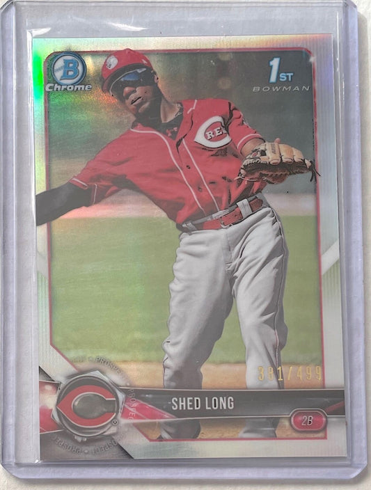 SHED LONG 2018 BOWMAN CHROME 1ST PROSPECT SILVER REFRACTOR #D 381/499