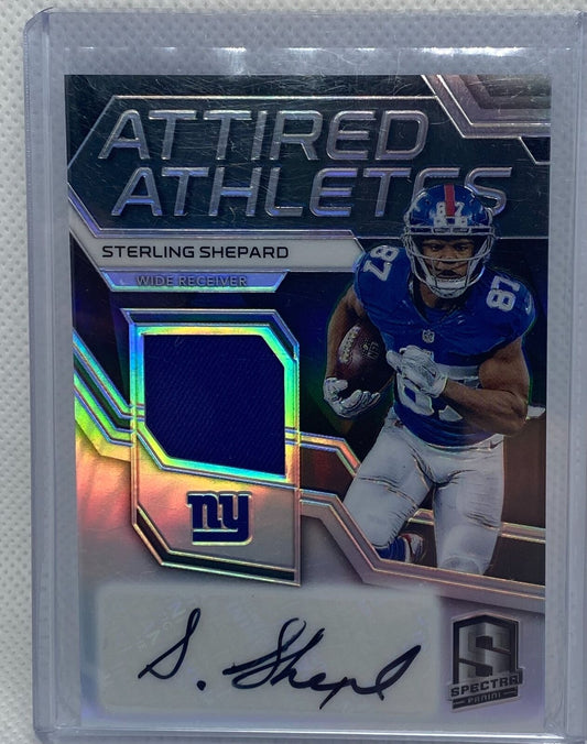 STERLING SHEPARD 2017 PANINI SPECTRA ATTIRED ATHLETES JERSEY AUTO #D 23/50