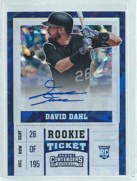 DAVID DAHL 2017 CONTENDERS CRACKED ICE ROOKIE TICKET AUTO ROOKIE RC #D 4/24