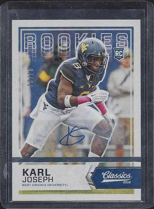 KARL JOSEPH 2016 CLASSICS RAIDERS WEST VIRGINIA ROOKIE AUTO RC #D 4/25