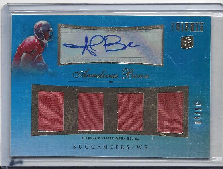 1/1 ARRELIOUS BENN 2010 TRIBUTE BLUE QUAD JERSEY AUTO RC #D 17/50 HIS JERSEY #17