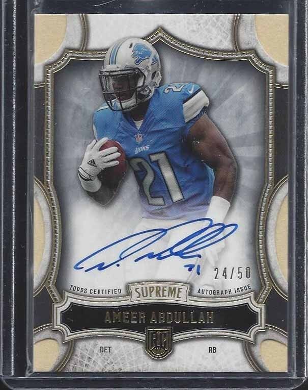 AMEER ABDULLAH 2015 TOPPS SUPREME GOLD LIONS ON CARD ROOKIE AUTO RC #D 24/50