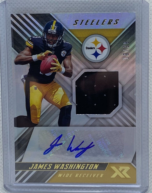 JAMES WASHINGTON 2018 PANINI XR SILVER JERSEY ROOKIE AUTO RC #D 19/99