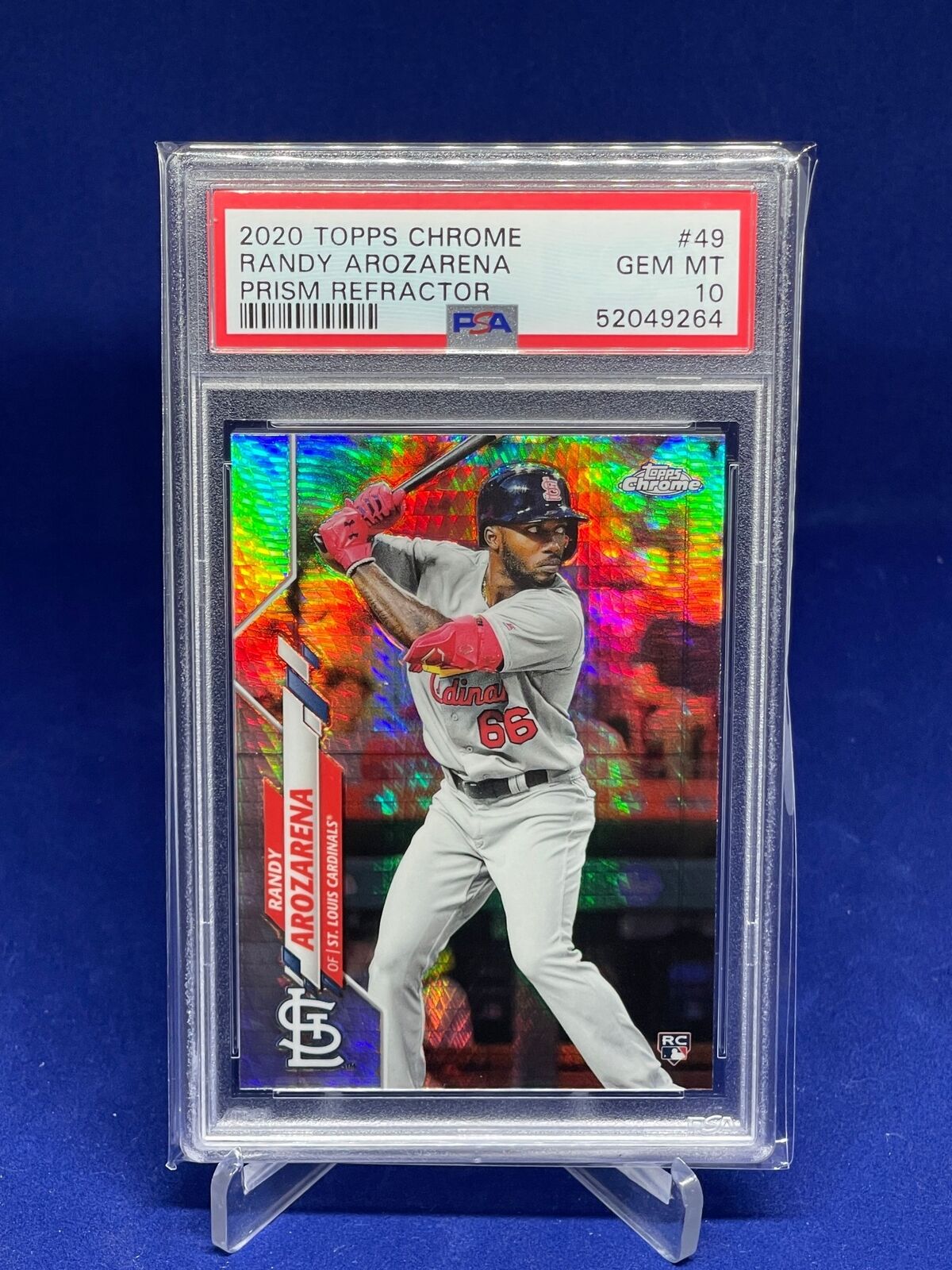 RANDY AROZARENA 2020 TOPPS CHROME PRISM REFRACTOR ROOKIE RC #49 PSA 10 GEM MINT