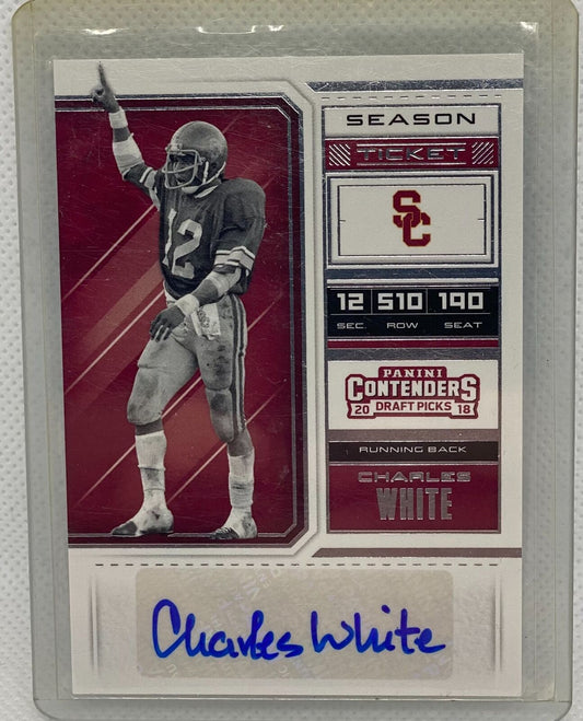CHARLES WHITE 2018 PANINI CONTENDERS DRAFT PICKS SEASON TICKET AUTO RC #16