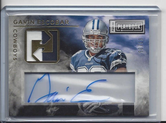 GAVIN ESCOBAR 2014 PANINI PLAYBOOK GOLD ACETATE 2 COLOR PATCH ON CARD AUTO /25