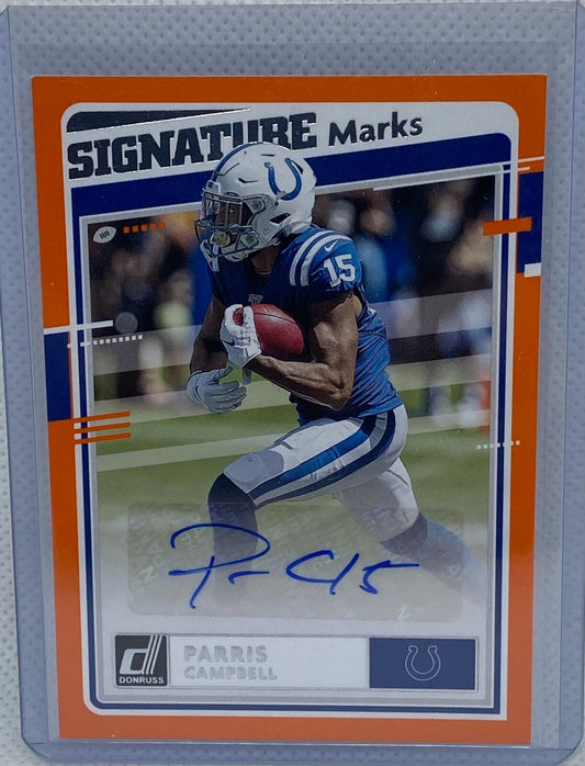 PARRIS CAMPBELL 2020 PANINI DONRUSS SIGNATURE MARKS ORANGE AUTO #SM-PC