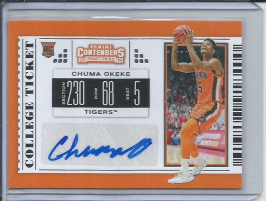 CHUMA OKEKE 2019 PANINI CONTENDERS COLLEGE TICKET AUTO ROOKIE RC MAGIC