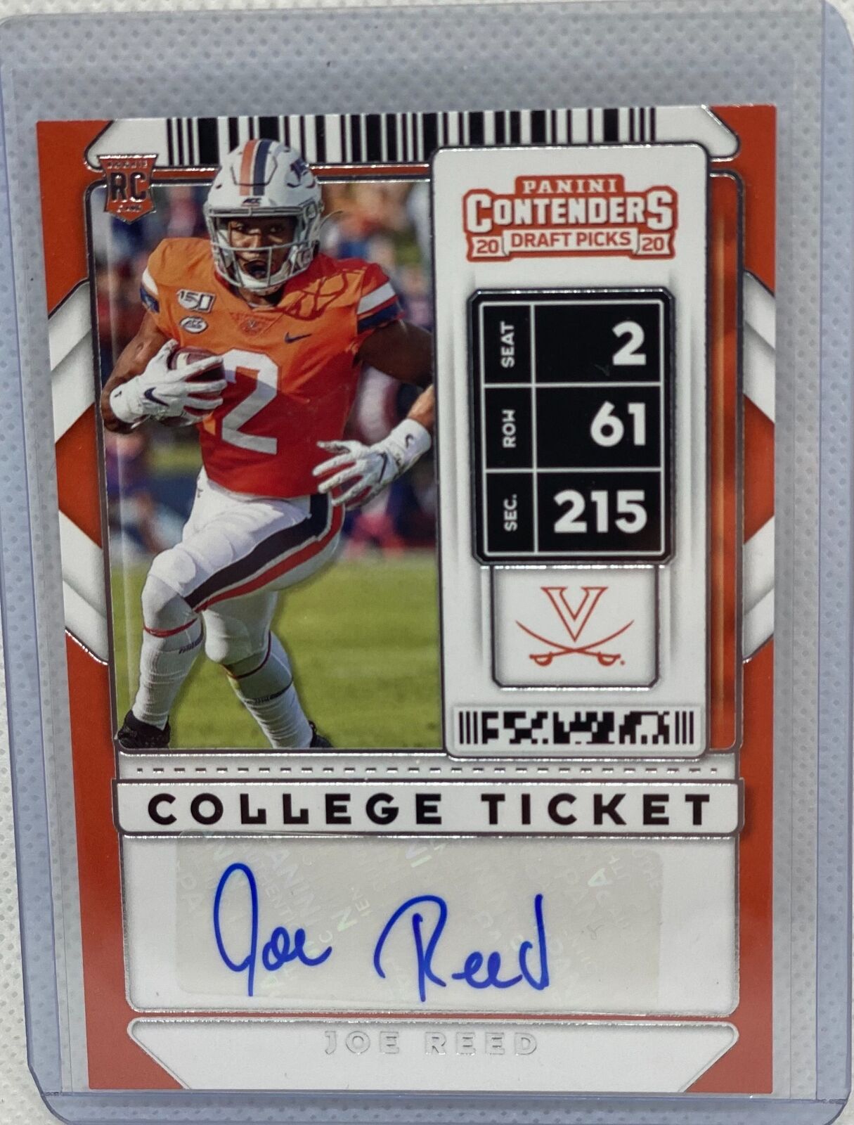 JOE REED 2020 PANINI CONTENDERS DRAFT PICKS COLLEGE TICKET AUTO RC #287