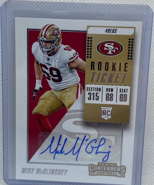 MIKE MCGLINCHEY 2018 PANINI CONTENDERS ROOKIE TICKET AUTO RC #329