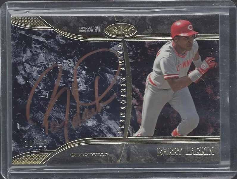 BARRY LARKIN 2016 TOPPS TIER ONE COPPER INK BLACK REDS ON CARD AUTO #D 10/25
