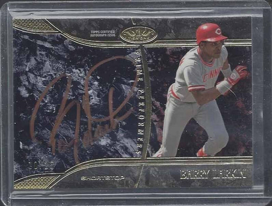 BARRY LARKIN 2016 TOPPS TIER ONE COPPER INK BLACK REDS ON CARD AUTO #D 10/25
