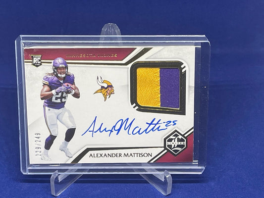 ALEXANDER MATTISON 2019 PANINI LIMITED 2 CLR PATCH ON CARD AUTO RC #D 229/249
