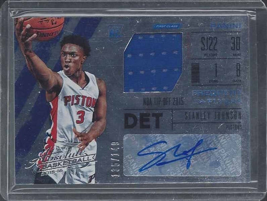 STANLEY JOHNSON 2015-16 ABSOLUTE FREQUENT FLYERS ROOKIE JERSEY AUTO RC #D /149