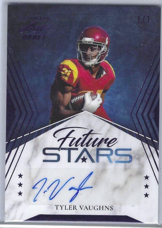 TYLER VAUGHNS 2021 ULTIMATE LEAF DRAFT FUTURE STARS BLACK AUTO RC #D 1/1