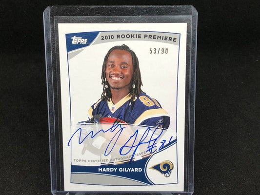 MARDY GILYARD 2010 TOPPS ROOKIE PREMIERE ON CARD AUTO RC #D 53/90