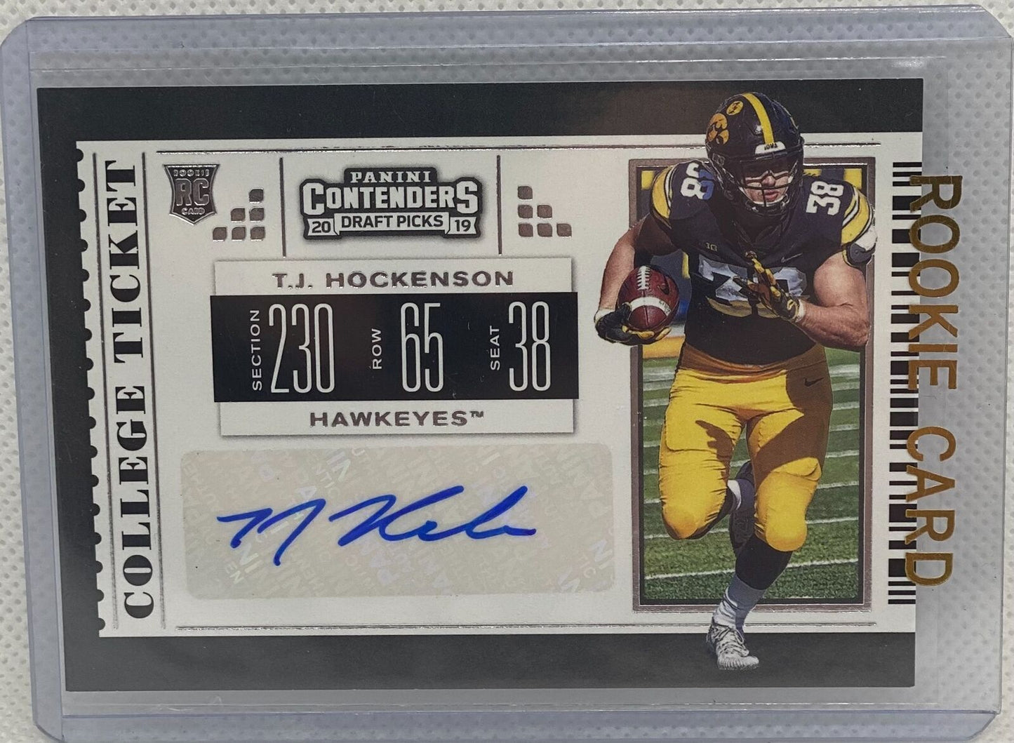 T.J HOCKENSON 2019 PANINI CONTENDERS DRAFT PICKS COLLEGE TICKET AUTO RC #172