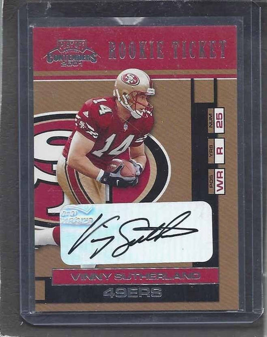 VINNY SUTHERLAND 2001 PANINI CONTENDERS ROOKIE TICKET 49ERS AUTO RC #184