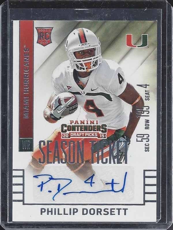 PHILLIP DORSETT 2015 CONTENDERS DRAFT PICKS COLTS MIAMI ROOKIE AUTO RC #103