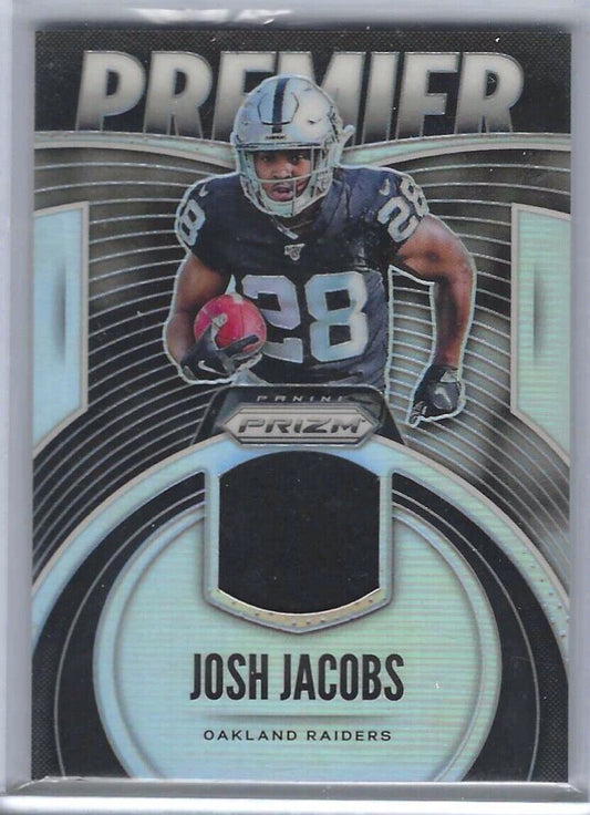 JOSH JACOBS 2019 PANINI PRIZM PREMIER SILVER PRIZM JERSEY RC #PJ-JJA