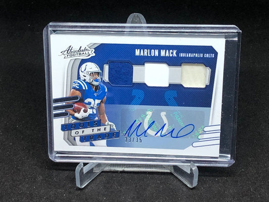 MARLON MACK 2020 PANINI ABSOLUTE TOOLS OF THE TRADE TRIPLE PATCH AUTO #D 33/35