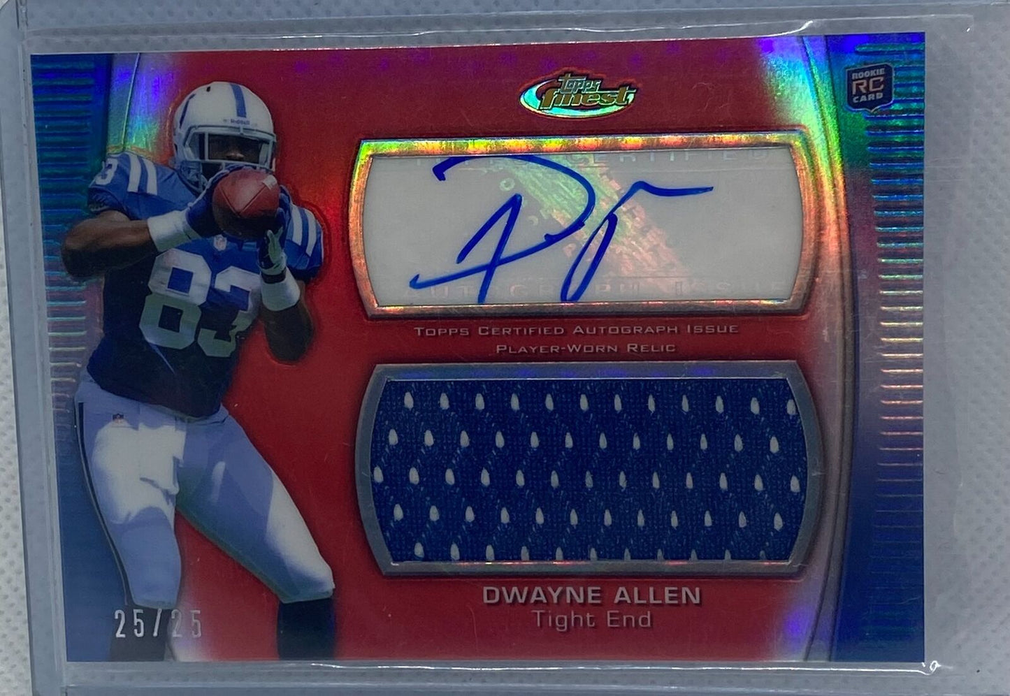 DWAYNE ALLEN 2012 TOPPS FINEST RED REFRACTOR JUMNO JERSEY AUTO RC #D /25
