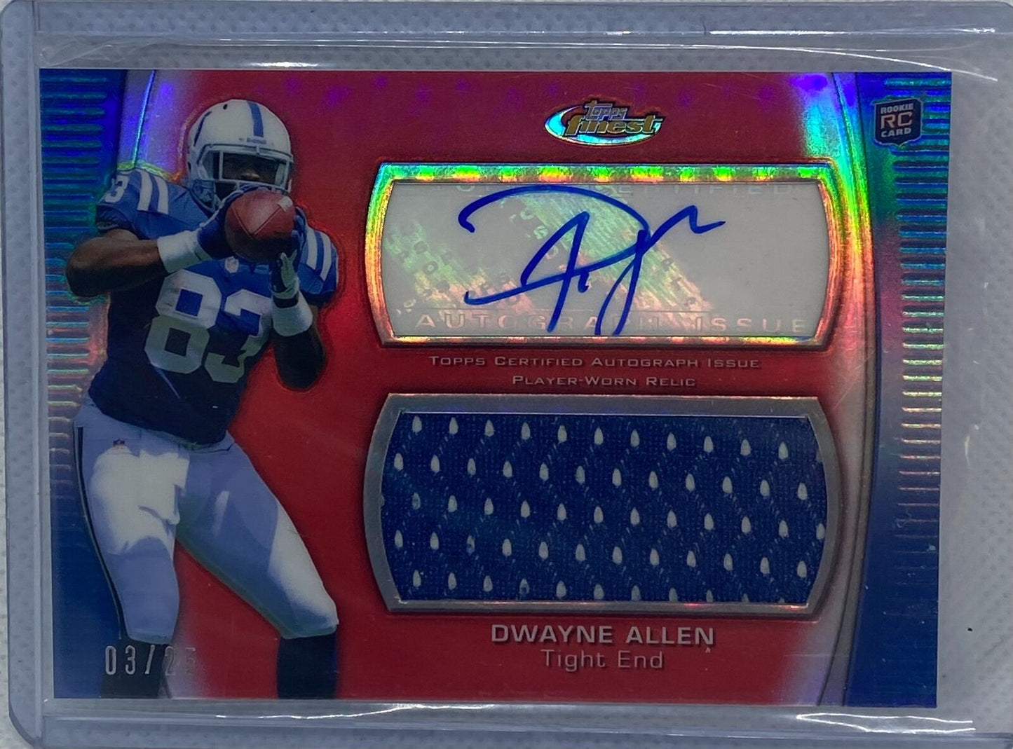 DWAYNE ALLEN 2012 TOPPS FINEST RED REFRACTOR JUMNO JERSEY AUTO RC #D /25