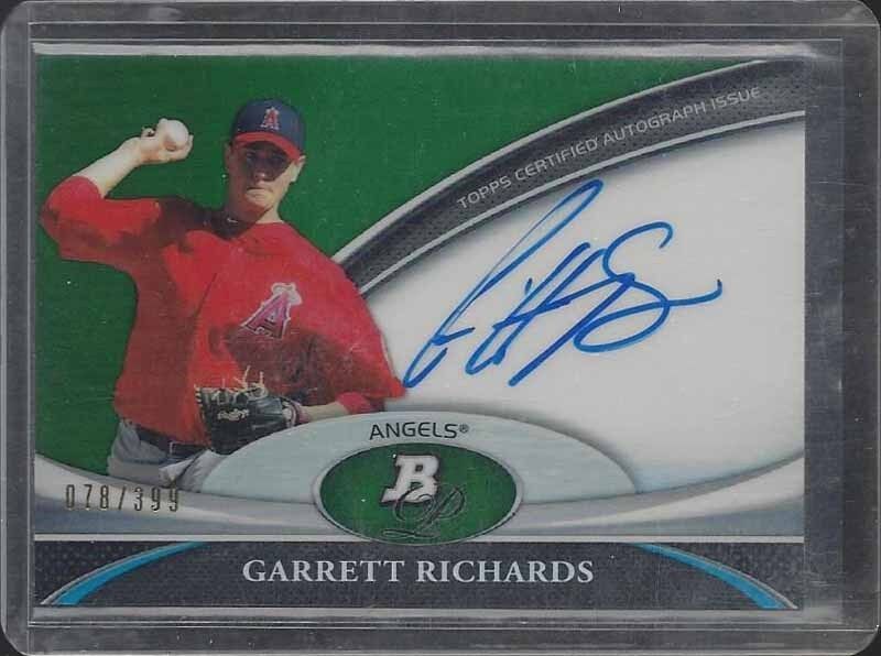 GARRETT RICHARDS 2011 BOWMAN PLATINUM GREEN REFRACTOR ON CARD AUTO #D 78/399