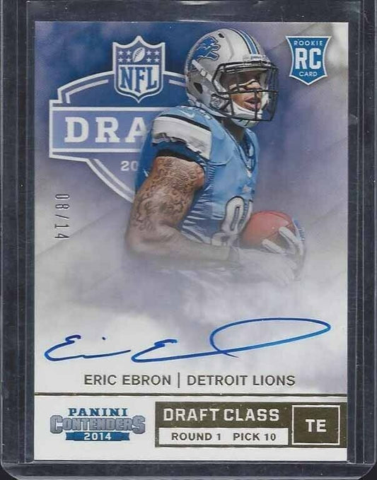ERIC EBRON 2014 CONTENDERS DRAFT CLASS GOLD ON CARD ROOKIE AUTO RC #D 8/14