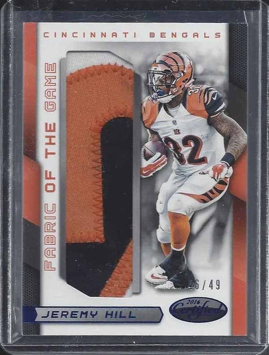 JEREMY HILL 2016 CERTIFIED FABRIC OF THE GAME JUMBO #2 NUMBER PATCH #D 46/49
