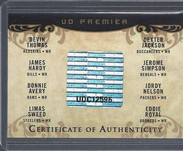 JORDY NELSON EDDIE ROYAL 2008 UD PREMIER OCTOGRAPHS 8 WIDE RECEIVER AUTO RC /8