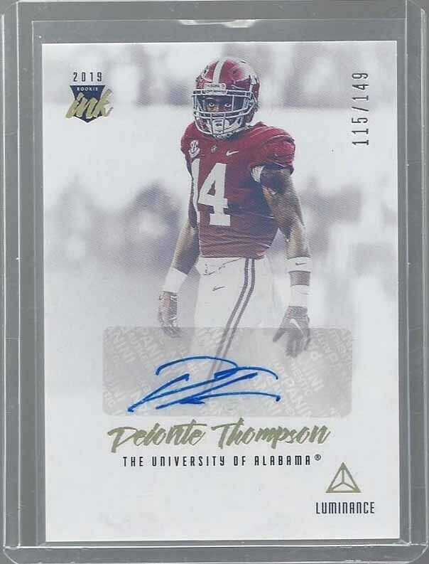 DEIONTE THOMPSON 2019 PANINI LUMINANCE BLUE ROOKIE AUTO RC #D 115/149
