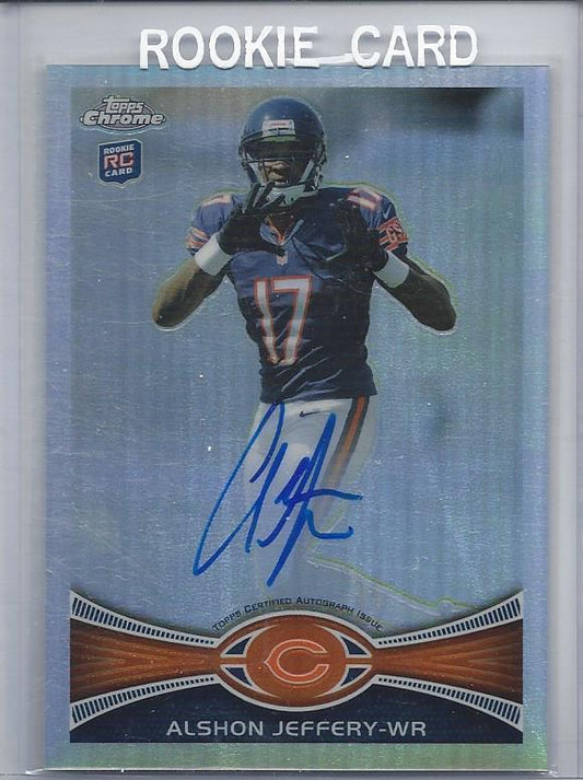 ALSHON JEFFERY 2012 TOPPS CHROME REFRACTOR BEARS ON CARD ROOKIE AUTO RC #D /150