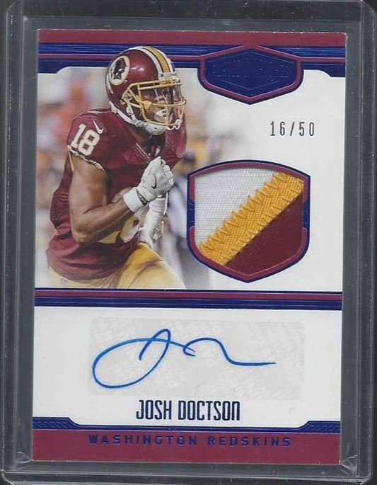 JOSH DOCTSON 2016 PLATES & PATCHES BLUE RPA 3 COLOR PATCH AUTO RC #D 16/50