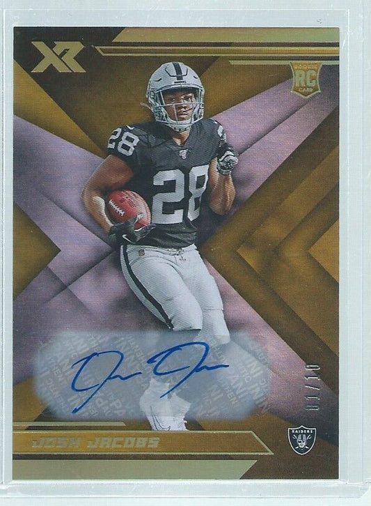 JOSH JACOBS 2019 PANINI XR AUTO GOLD RC #D 1/10
