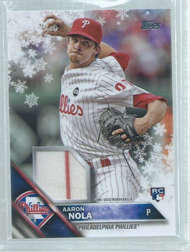 AARON NOLA 2016 TOPPS WALMART HOLIDAY MEGA 2 COLOR PATCH RC