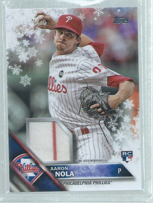AARON NOLA 2016 TOPPS WALMART HOLIDAY MEGA 2 COLOR PATCH RC