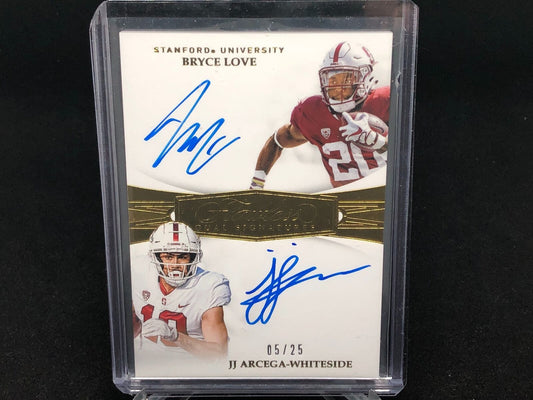 BRYCE LOVE JJ ARCEGA-WHITESIDE 2019 PANINI FLAWLESS DUAL ON CARD AUTO RC #D 5/25