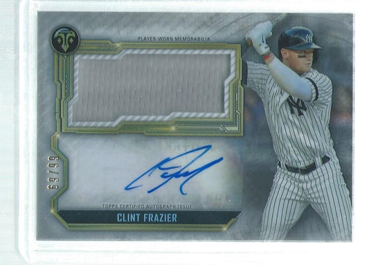 CLINT FRAZIER 2020 TOPPS TRIPLE THREADS JERSEY ON CARD AUTO REFRACTOR #D 69/99