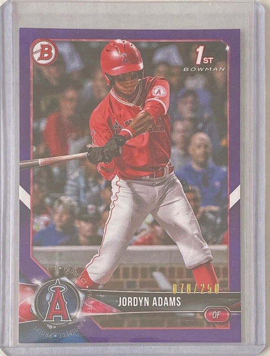 JORDYN ADAMS 2018 BOWMAN PAPER 1ST PROSPECT PURPLE #D 070/250