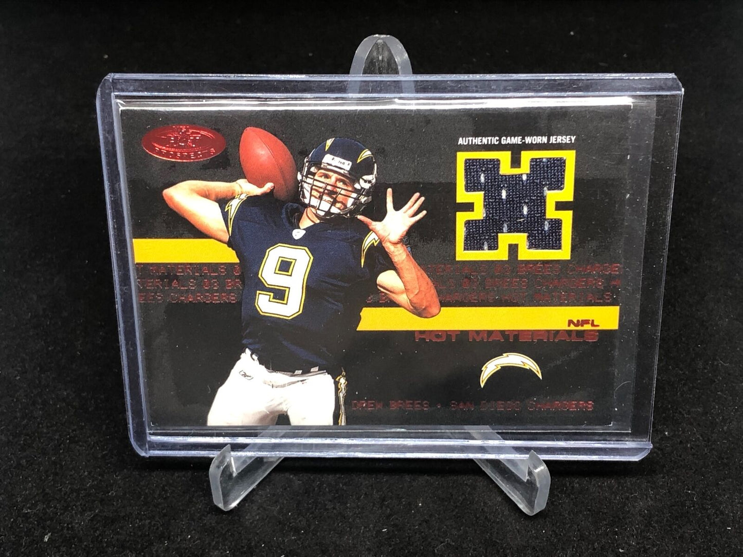 DREW BREES 2003 FLEER HOT PROSPECTS RED GAME WORN JERSEY RELIC #D 1/50