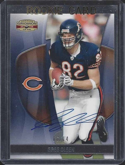 GREG OLSEN 2016 CLASSICS BUYBACK 2009 GRIDIRON GEAR ON CARD AUTO #D 6/14