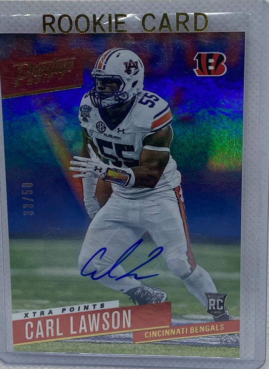 CARL LAWSON 2017 PANINI PRESTIGE XTRA POINTS GOLD AUTO RC #D 33/50
